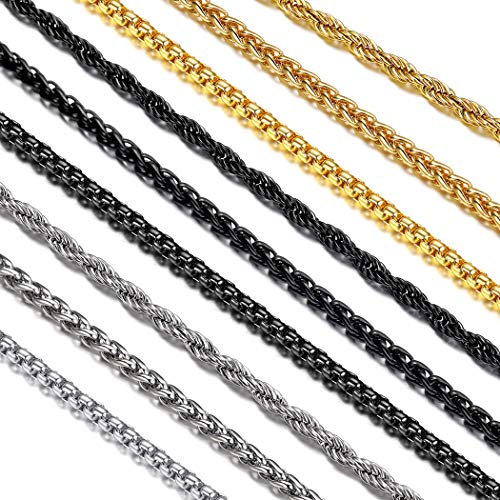 Suplight Unisex Kette 3mm breit Edelstahl Kordelkette 46cm/18inch Halskette klassische Collier für Damen Herren Jungen Mädchen perfektes Accessoire für Anhänger
