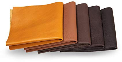 Leather Scraps - Pieces of Leather in Brown ideal for Craft Works, Extra Large, Quality Genuine Leather, Repair Bags, Textiles, Covering, Decoration, 1.3lb (0,6kg), Various Shades, Format A1 - Brown