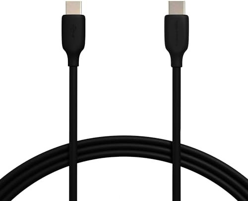 Amazon Basics Câble de chargement rapide USB-C vers USB-C 2.0, débit de 480 Mbit/s, certifié USB-IF, pour Apple iPhone 16/15, iPad, Samsung Galaxy, tablettes, ordinateurs portables, 1.8 m, noir