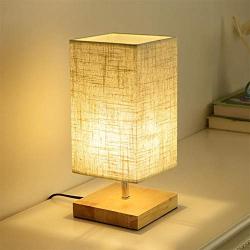 kreative Retro kleine Tischlampe Nachtlicht,Nachttischlampe Holz/Stoff, Moderne Stil E27 LED Tischlampe,lesen Schreibtischlampe,für Schlafzimmer Wohnzimmer Loft Zimmeroder im Hotel oder Café usw.