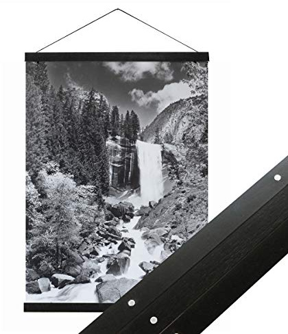 Urhome magnetische Posterleiste aus Holz für Bilder in Schwarz, 41 cm Posterschiene Bilderrahmen für Wandbilder Poster Fotos Bilderleiste