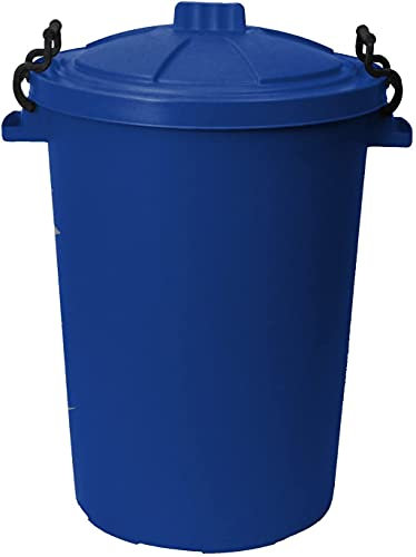 JMS we create smile 50L 50 Litre Heavy Duty Plastic Clip Lock Lid Bin - Single Bin - for Indoor or Outdoor Use for Collection of Rubbish, Waste or Storage of Animal (Blue)