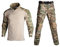 Lilychan Costumes Militaires Tactiques pour Hommes Uniformes Anti-déchirures à Manches Longues Chemise et Pantalon de Combat Genouillères (CP, s)