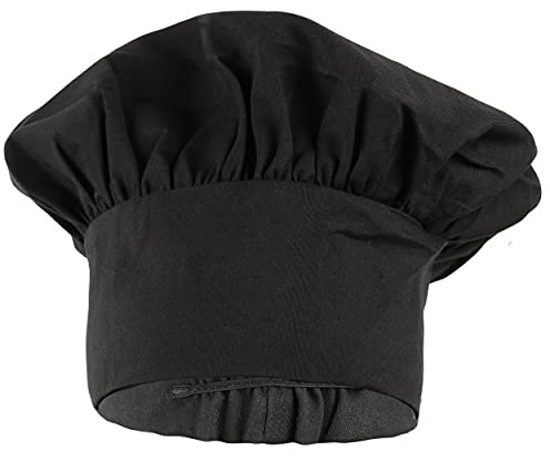 H HANSEL HOME Gorro de Chef Gorro Cocinero para Adulto con Elástico Negro