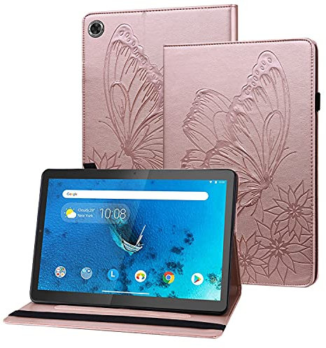 Rostsant Funda Lenovo Tab M8 HD 2ª Gen Carcasa de Cuero PU Relieve de Mariposa con Soporte para Bolígrafo Funda Tableta para Lenovo Tab M8 HD 2ª Generación 8 Pulgada 2019 TB-8505F TB-8505X - Rojo