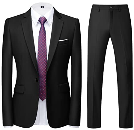 KUDORO Herren Anzüge 2-Teilig Slim Fit Eine Knöpfe Herrenanzug Sakko Hose