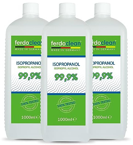ferdoclean 99,9% Isopropanol 3000ml | 3L IPA 2-Propanol Isopropylalkohol Isopropyl | Reingungsmittel 3 x 1L