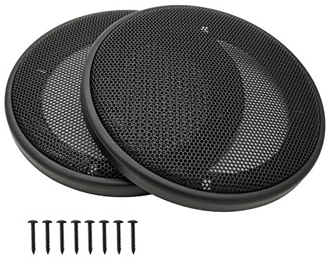 4 Speaker Grill Covers, Car Speaker Subwoofer Guard Protector, ABS Plastic Frame with Metal Mesh, Black - 2Pcs