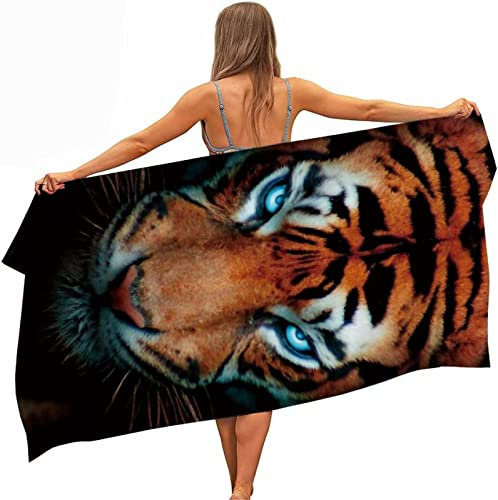 Strandtuch Groß 100X200 cm Tiger Mikrofaser Schnelltrocknend Badetuch Strandhandtuch Sauna Badehandtuch Yoga Handtuch Strandtücher Strandlaken Für Kinder Und Erwachsene