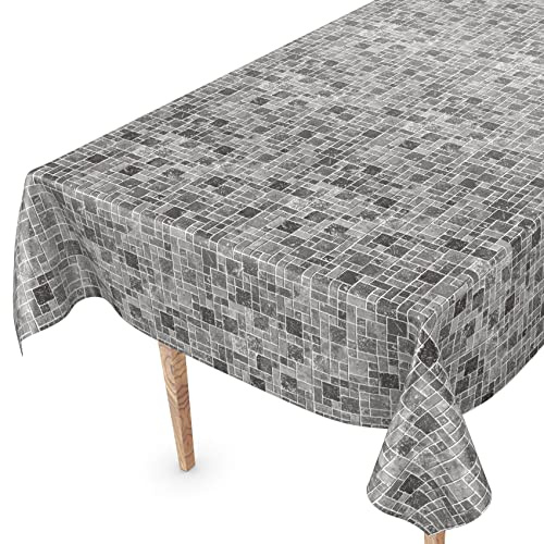 Wachstuchtischdecke Wachstuch Vinyl abwischbar Wachstischdecke Tischdecke 240 x 140cm Schnittkante Fliesen Anthrazit