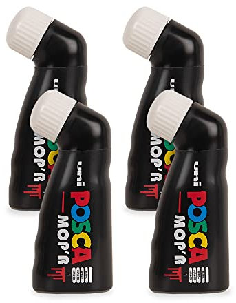 POSCA - Uni Mitsubishi Pencil – Marker MOP'R – runde Spitze XXL 3 – 19 mm – ergonomische Form, halbfester Körper – Marker auf Wasserbasis – alle Halterungen – Weiß X4