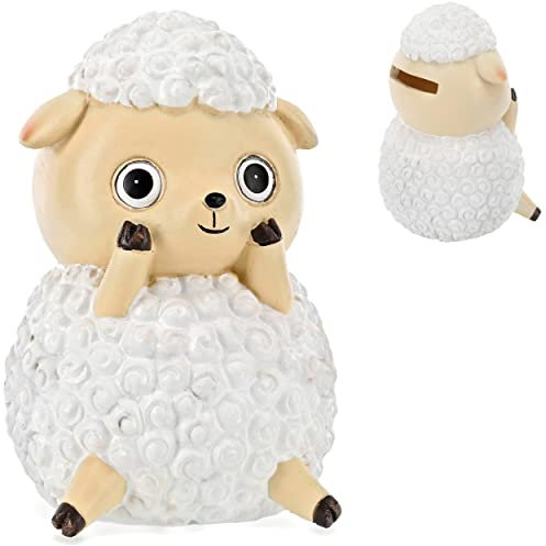 alles-meine.de GmbH Spardose Verschiedene Modelle wählbar mit Verschluss - aus Kunstharz/Polyresin süßes Schaf - 13 cm - stabile Sparbüchse - Sparschwein - für Kinder & E..