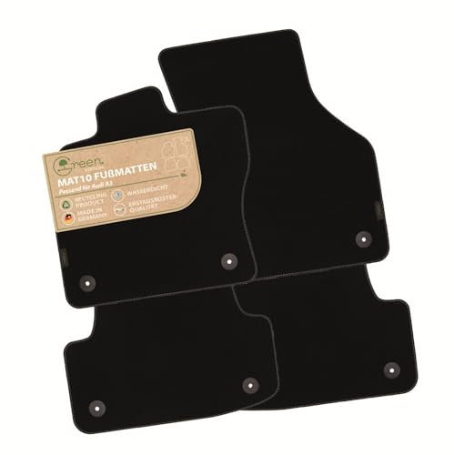 MAT10 Green Edition – Fußmatten passend für Audi A3 (AB3) (BJ 06/2016-03/2020, 5-Türer, Typ 8V/AU373 & AU371) | nachhaltiges Velours | Automatten-Set 4-teilig | Made in Germany Erstausrüsterqualität