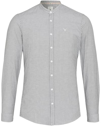 Pure Slim Fit Trachtenhemd Langarm Stehkragen Streifen blau