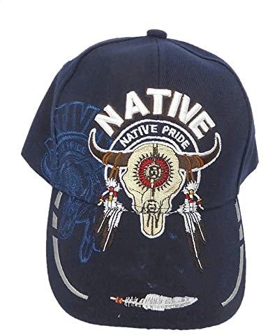 Generisch Baseballcap Cap mit Schild Native Pride Bestickt mit Longhorn (Blau)