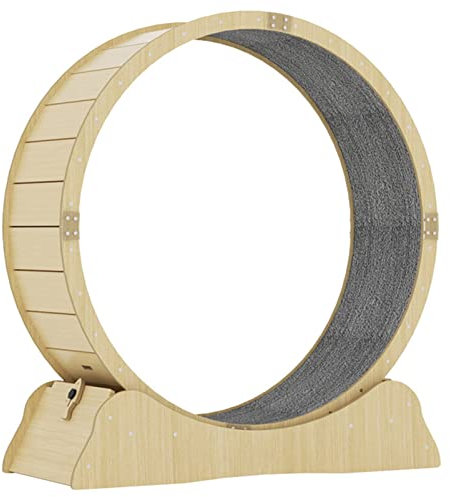 Katzenlaufrad Hölzernes, Laufrad für Indoor-Katzen, Katzenlaufband mit Sicherheitsverschluss, Leise Riemenscheiben, Katzenlaufrad, Winziger Spalt,XL