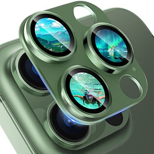 imluckies para iPhone 13 Pro/iPhone 13 Pro Max Protector de Lente Cámara, Aleación de Aluminio Integrada con Cristal Templado 9H Metálica Cámara Protector de Pantalla - Verde