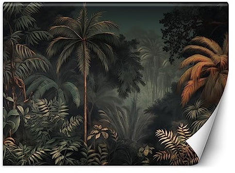 Feeby Fototapete Botanik Dschungel 350x245 cm Grün XXL Vlies Wandtapete Tapeten Wohnzimmer Schlafzimmer Jugendzimmer Moderne Design Wandbild Wand Dekoration Tropen Exotisch