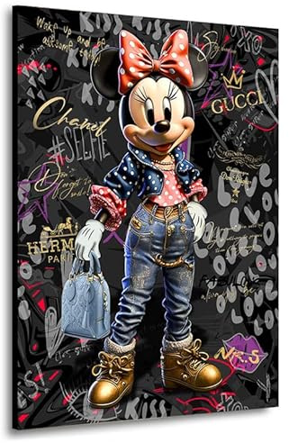 Kunstgestalten24 Leinwandbild Minnie Maus Street Pop Art Comic Bild Kunstdruck Raum- u. Wanddekoration