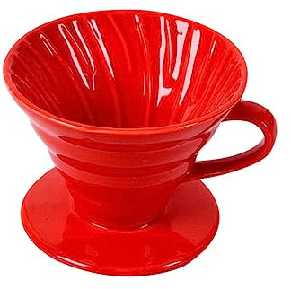 BESTonZON Cafetera Manual De Cerámica Roja Para Tazas Filtro De Malla Reutilizable Para Café Tetera Con Estrecho Para Uso Hogar y Oficina