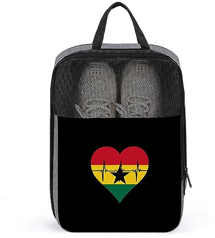 Love Ghana Heartbeat Reise-Schuhtaschen, tragbare Aufbewahrungstasche, Schuh-Organizer, Tragetasche für Damen und Herren