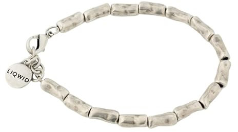 LIQWID Armband Herren Damen Genderfluid, Armband mit unregelmäßigen Metall-Röhrchen mit Antiksilber-Finish, recyceltes Material, verstellbarer Verschluss - PRODUKT 100% MADE IN ITALY (L)