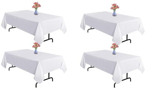 Vnituasr 4 Stück weiße Tischdecken, rechteckig, 152,4 x 279,9 cm, für 1,8 m rechteckige Tische, geeignet für Hochzeiten, Bankette, Restaurants, Partys
