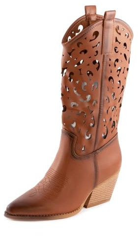 Toocool Stivali donna texani estivi camperos scarpe traforati WZ688-67 [39,camel]