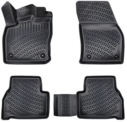 fussmattenprofi.com 3D Gummimatten Set für VW Caddy Baujahr ab 2021 | Extra Hoher 5cm Rand Allwetter Auto Fussmatten I TPE Geruchlos rutschfest Fußmatten Zubehör