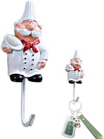 Novent Ganchos de cocina para chef, percha para chef | Ganchos de pared de cocina Chef para colgar utensilios - Ganchos adhesivos para pared, accesorios de cocina, práctico colgador, gancho de baño