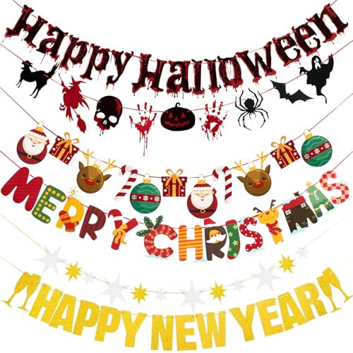Easy Joy 2025 Neujahrs Banner Silvester Deko Neujahrs Banner Happy Neujahrs Hintergrund Türdeko Banner Party Banner für 2025 Haus Wand Veranda Vorhang Deko