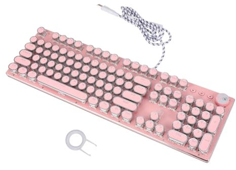 Homoyoyo Cherry Pink Mechanical Gaming Keyboard Retro Punk Keyboard Wired Ergonomic Design