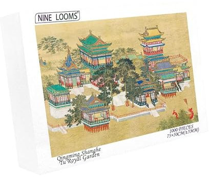 Generic Nine Looms 1000-teiliges Puzzle für Erwachsene, Zhang Zeduan – entlang des Flusses während des Qingming-Festivals, königlicher Garten – Premium-Qualität, klassische chinesische Kunst,