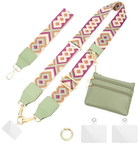 ONEKERUN Cordon Telephone Portable Cordon Tour de Cou Téléphone Universelle Cordon Coque Téléphone Bandoulière Réglable Dragonne de Telephone Portable,avec Portefeuilles & 2 Patchs