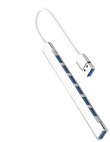 Hub USB 3.0 de 7 Puertos - Adaptador Multipuerto de Extensión | Estación de Acoplamiento Portátil para Computadora | Concentrador Alimentado