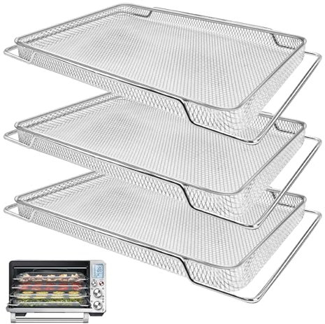 GWY Smart Oven Accessories for Breville BOV950BSS BOV900BSS Smart Oven Air Fryer Pro, 3 Pieces Set 16.5D x 11.8W x 0.5H Food Grade Steel Dehydrate Mesh Baskets for Breville Air Fryer Toaster Oven