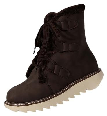 Damen Schneestiefel Mode Casual Sneakers Atmungsaktive Flache Freizeitschuhe Winter Gepolsterte Warme Damenstiefel Hochzeit Schuhe Damen Hoch (Coffee, 38)
