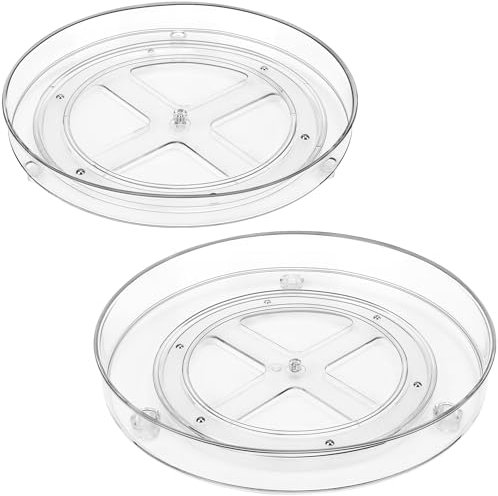 YXT&BEYOND 2 Stück Drehteller Organizer, Lazy Susan 360° Drehteller Kühlschrank Organizer, Gewürzhalter, Drehbarer Organizer für Küche Speisekammer Schrank Dresser, 23.5CM+27CM
