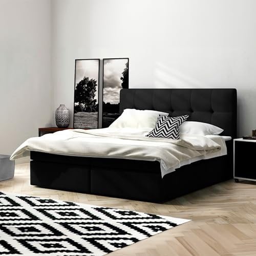 Imebel Boxspringbett 180x200 mit Bettkasten - Bett mit Matratze und 2 Bettkästen - Schlafzimmerbett mit Topper - Bequemes und Elegantes Doppelbett für das Schlafzimmer
