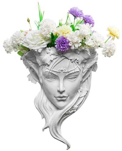 Engelskopf Blumentopf, Blumentopf zur Wandmontage aus Harz Wandbehang Art Blumentopf Engelskopf Statue Blumentopf Wandbehang Skulptur Blumentopf für Indoor-Outdoor-Dekoration