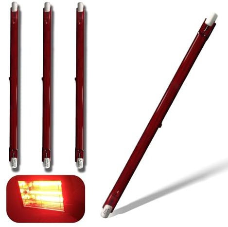 Infrarotlampe 1000W, R7S Halogenstab Dimmbar, Infrarot Heizlampe 254mm 1000W, Halogenstäbe 1000LM, 230V Quarz Halogen Lampe Infrarot Wärmelampe Rot Halogenstablampe, kein Flimmern, 10mm Ø, 4 Stück