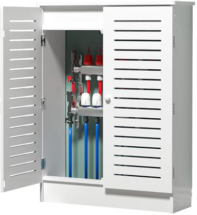 Heizkörperverkleidung Heizkörperabdeckung Lamellenheizkörperregal Moderne Heizkörperabdeckung, Heizkörperregal mit 2 Türen und modernen Grilllamellen, belüftete Sicherheitsdampf-Dekorheizkör