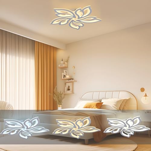 AufuN LED Deckenleuchte Dimmbar, 96W Deckenlampe LED Wohnzimmerlampe mit Fernbedienung Moderne Deckenlampe Deckenbeleuchtung Energie Sparen Dimming Schlafzimmerlampe, Acryl-Verstellbares Licht