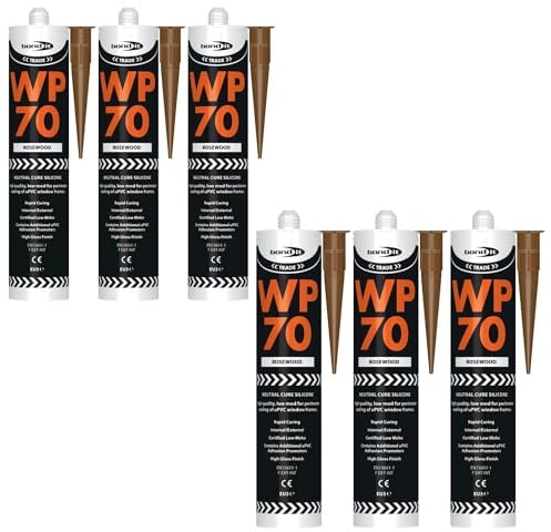 Bond It WP70 Neutral Cure Oxime Silicone Sealant – 6x Rosewood, 285ml | Professional-Grade Silicone Sealant | High Gloss – Flexible – Weatherproof | Sealant for Home – Building & Professionals Use