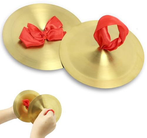 Piatti Crash in Ottone da 15 cm, Set di 2 Cimbali a Mano per Percussioni, Strumento Musicale per Bambini e Adulti, Adatto per Didattica, Esercitazioni e Performance