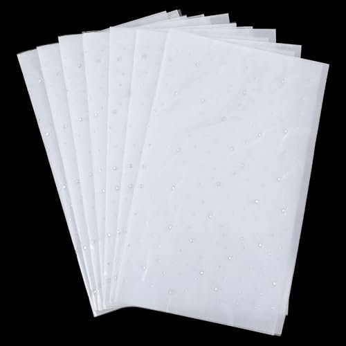 Nogeqi 7 hojas de diamantes de imitación para planchar, plateados, termoadhesivos, planos, redondos, para ropa, manualidades (2 mm, 3,5 mm)