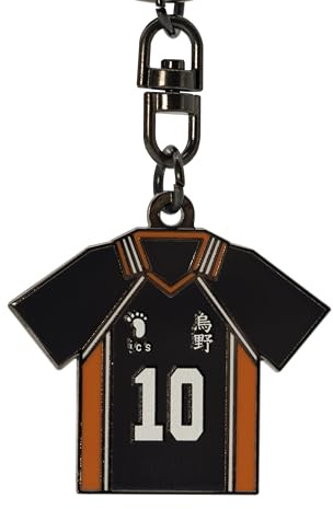 ABYSTYLE Haikyu Offizieller Jersey-Schlüsselanhänger, Metall, Nummer 10, Karasuno-Design, 4,8 x 5,3 cm, Anime-Manga-Zubehör, Merch-Geschenk
