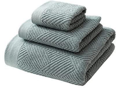 Lot de 3 serviettes de bain en coton de couleur unie pour le visage - Serviette de toilette absorbante - Couverture de douche