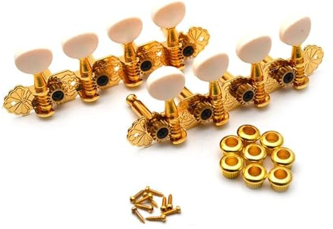 Mandolin Tuning Keys Machine Heads Tuners Tuning Keys Pegs for Mandolin Instrument Gold/Nickel Plated(Gold 1R1L)