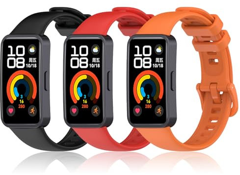 DHWGang 3 Juegos de Correas de Silicona Compatibles con Huawei Band 10 9 8 Reloj Inteligente Pulseras de Repuesto, Ajuste sin Costuras, Deportes, Correa de Uso Diario, para Hombres y Mujeres
